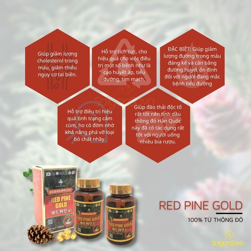 công dụng tinh dầu thông đỏ red pine gold 100 viên
